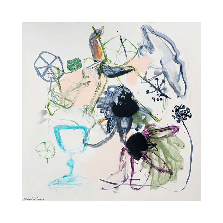 Blue Milk Glass and Nasturtiums