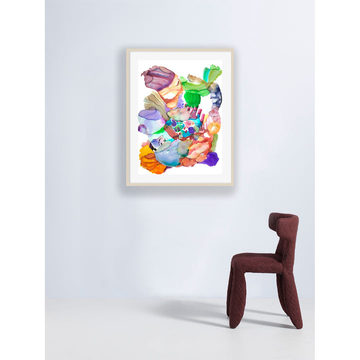 Gabrielle's process charts her movements and thoughts as they play out on the canvas, questioning the liquidity of materials in use, and revelling in the joy of life.