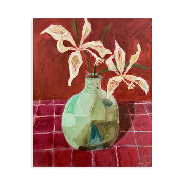 Gorgeous Iris on the Tiled Table