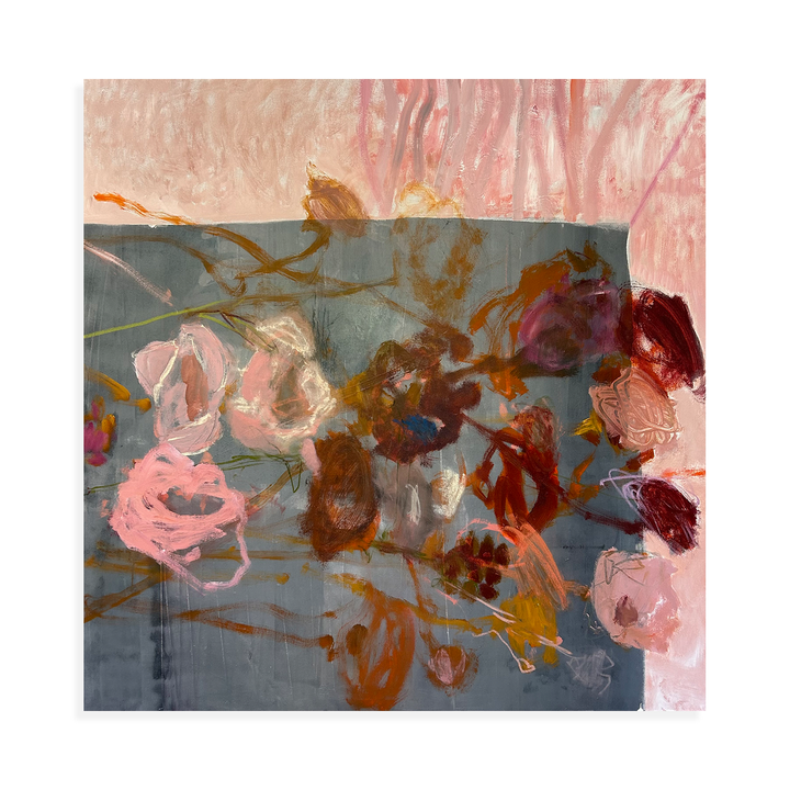 Flowers And Striped Table Cloth