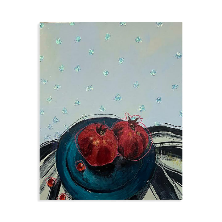 Pomegranates in Turquoise Bowl