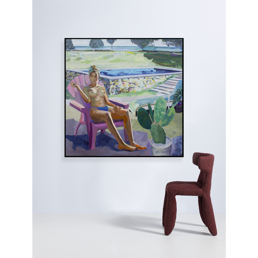 Figure As A Monment With Cactus And Chair