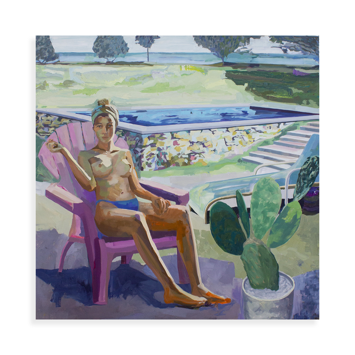 Figure As A Monment With Cactus And Chair